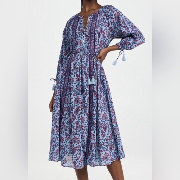 NWT Cleobella Faith Caftan 100% Cotton India Vintage Print Prairie Midi Dress - Picture 2 of 14